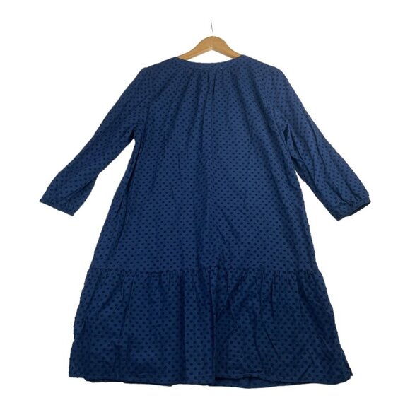 LOFT Blue 3/4 Sleeve Swiss Dot Flowy Short Dress Relaxed Fit Size Medium - Picture 4 of 6